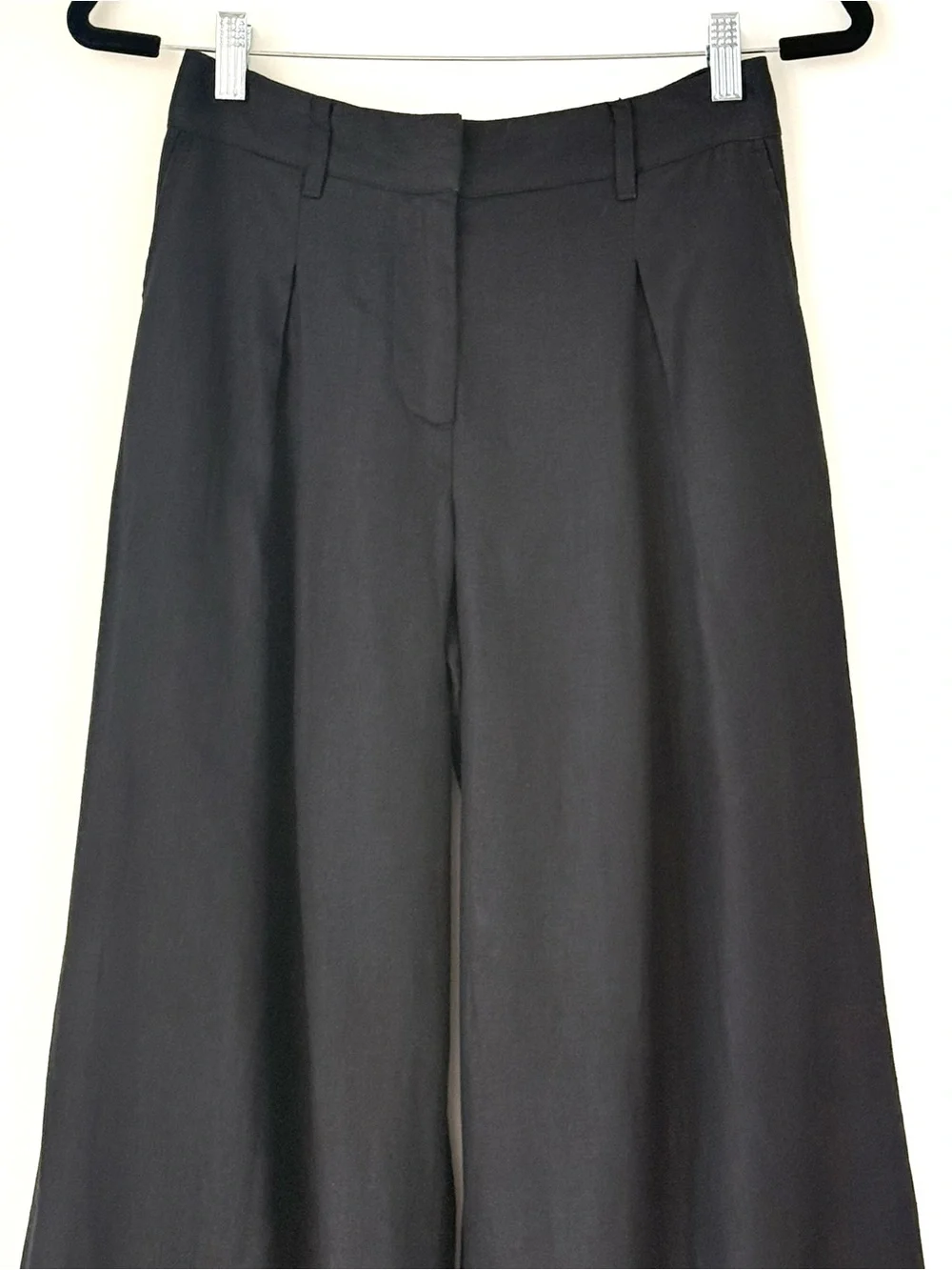 NWOT Reformation Asher Trousers 100% Linen Wide Leg w/Pockets Black Size 2